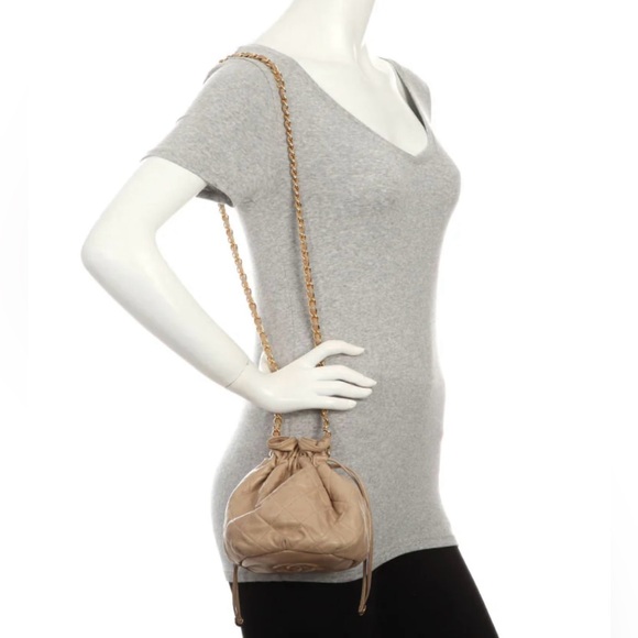 Chanel Beige/Camel Vintage Matelasse Mini Drawstring Bucket Bag - Picture 12 of 12